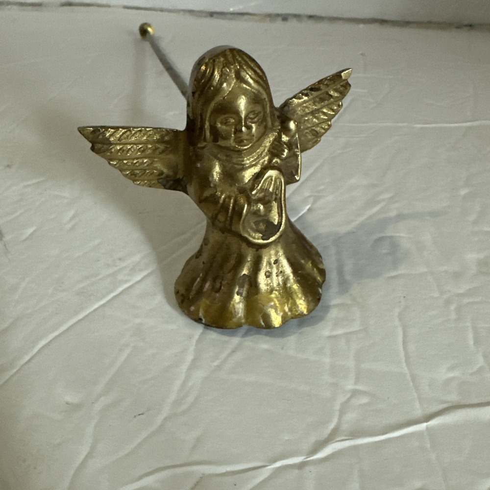 Vintage Angel Brass Candle Snuffer With Long Brass Handle Used